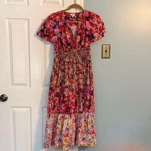Kachel Mixed Floral Print Midi Dress